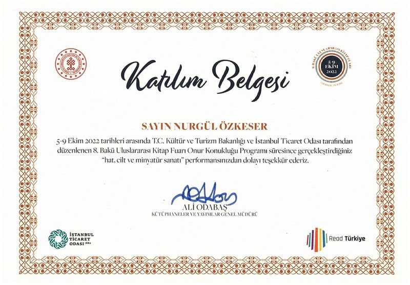 Fuar katılım belgesi