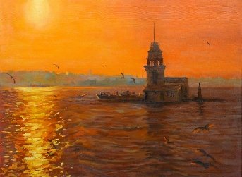 Kız Kulesi konulu yağlıboya çalışma